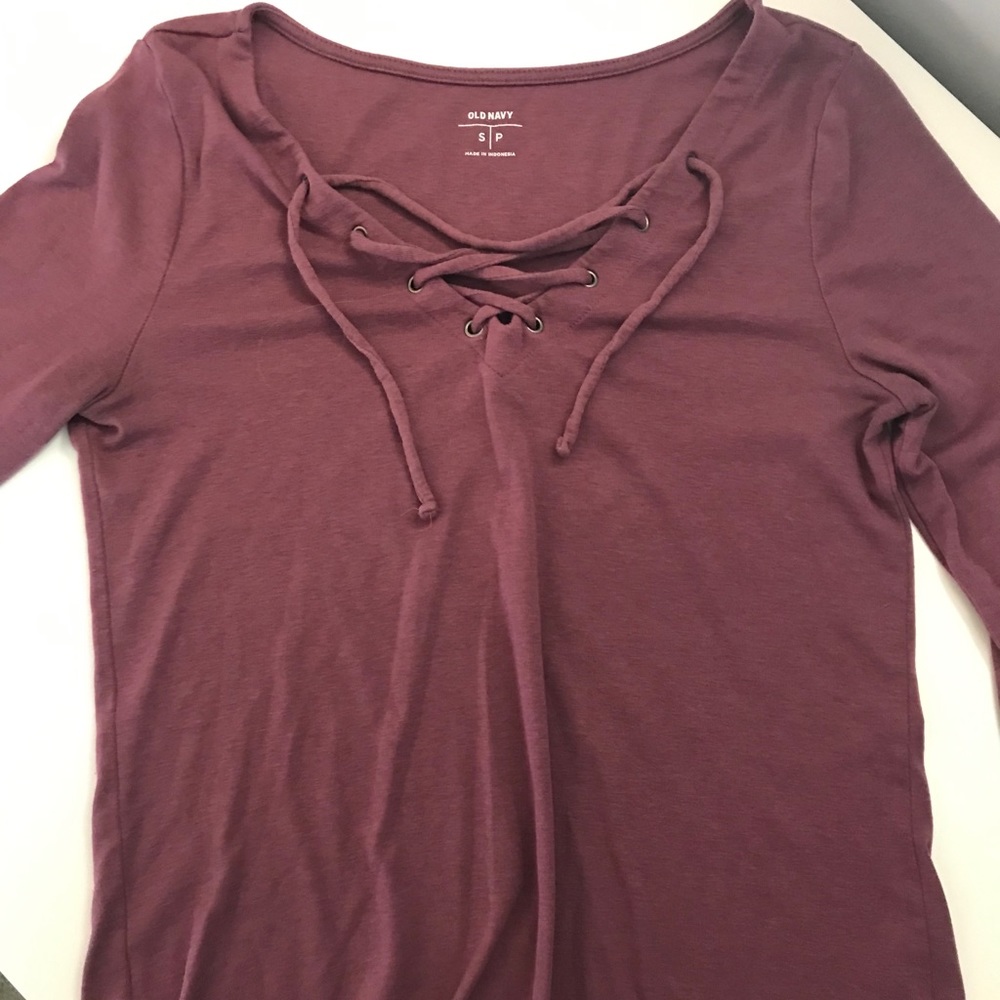 Old Navy V-Neck Lace Up Long Sleeved Shirt